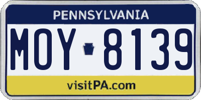PA license plate MOY8139