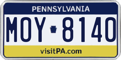 PA license plate MOY8140