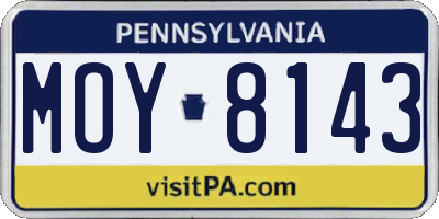 PA license plate MOY8143