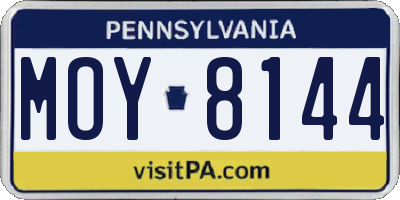 PA license plate MOY8144