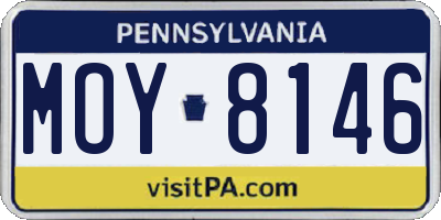 PA license plate MOY8146