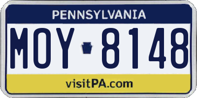 PA license plate MOY8148