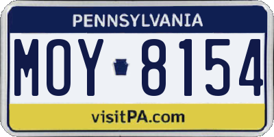 PA license plate MOY8154
