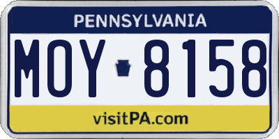 PA license plate MOY8158