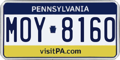 PA license plate MOY8160