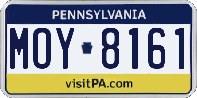 PA license plate MOY8161