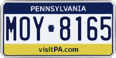 PA license plate MOY8165