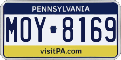 PA license plate MOY8169