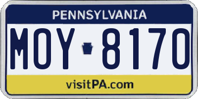 PA license plate MOY8170
