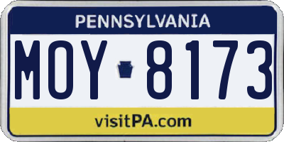 PA license plate MOY8173