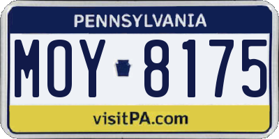PA license plate MOY8175