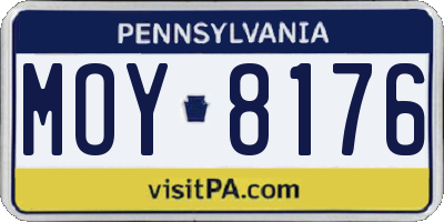PA license plate MOY8176