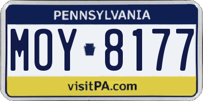 PA license plate MOY8177