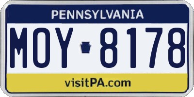 PA license plate MOY8178