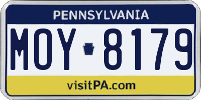 PA license plate MOY8179