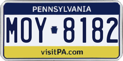 PA license plate MOY8182