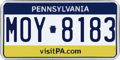 PA license plate MOY8183