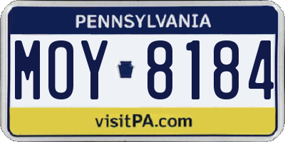 PA license plate MOY8184