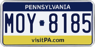 PA license plate MOY8185