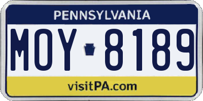 PA license plate MOY8189