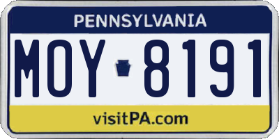 PA license plate MOY8191