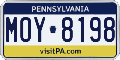 PA license plate MOY8198