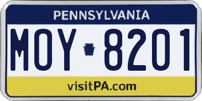 PA license plate MOY8201