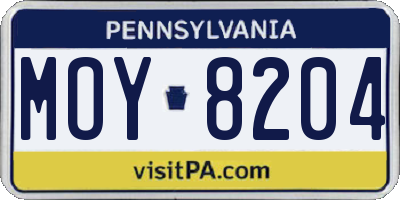 PA license plate MOY8204