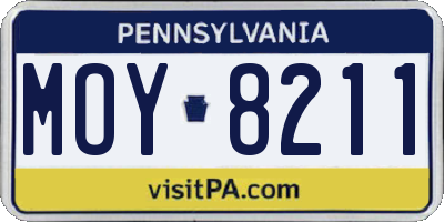 PA license plate MOY8211