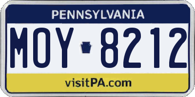 PA license plate MOY8212