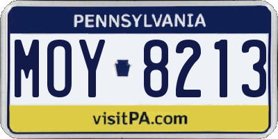 PA license plate MOY8213