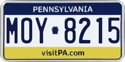 PA license plate MOY8215