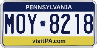 PA license plate MOY8218