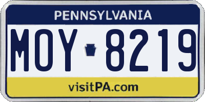 PA license plate MOY8219