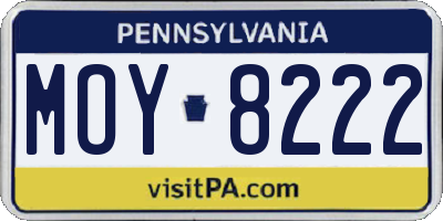 PA license plate MOY8222