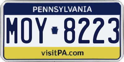 PA license plate MOY8223