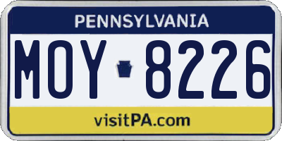 PA license plate MOY8226