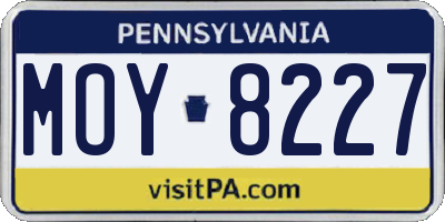 PA license plate MOY8227