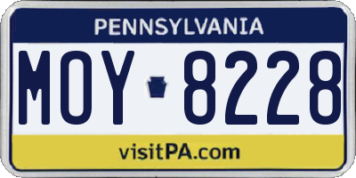 PA license plate MOY8228