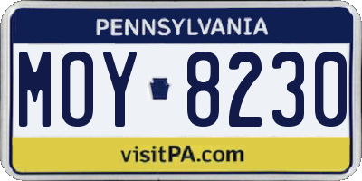 PA license plate MOY8230
