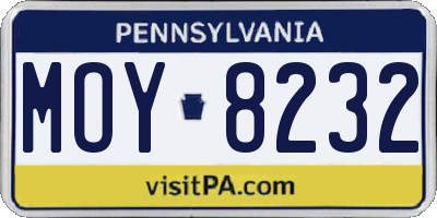 PA license plate MOY8232