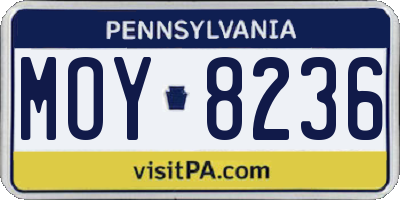 PA license plate MOY8236