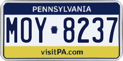 PA license plate MOY8237