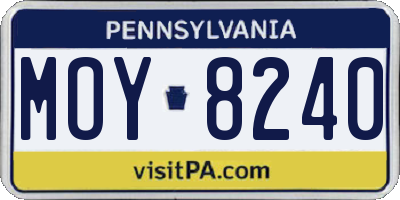 PA license plate MOY8240