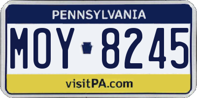 PA license plate MOY8245