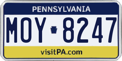 PA license plate MOY8247