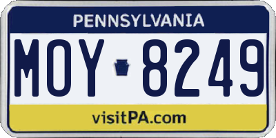 PA license plate MOY8249