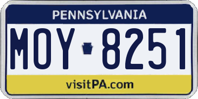 PA license plate MOY8251