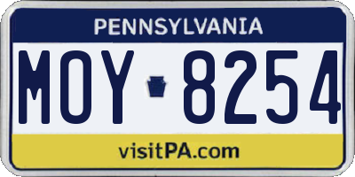 PA license plate MOY8254