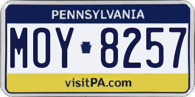 PA license plate MOY8257